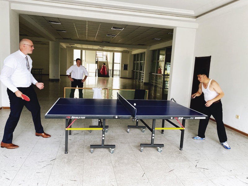 <p>I took a serious ping-pong match against one of the staff <br />of the PUST University in Pyongyang, DPRK. <br />My only viewer and fan was Konstantin Novoselov, <br />Nobel laureate in physics 2011. Photo: Jamie Chan</p>